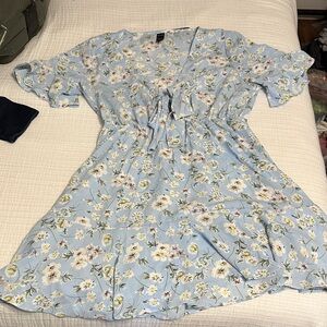 SHEIN Light Blue Floral Mini Dress